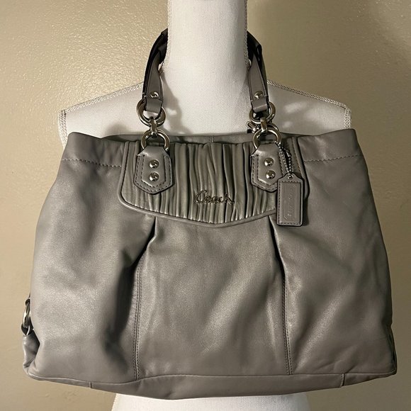 Coach Handbags - COACH Ashley Gray Leather Satchel Purse w/COA